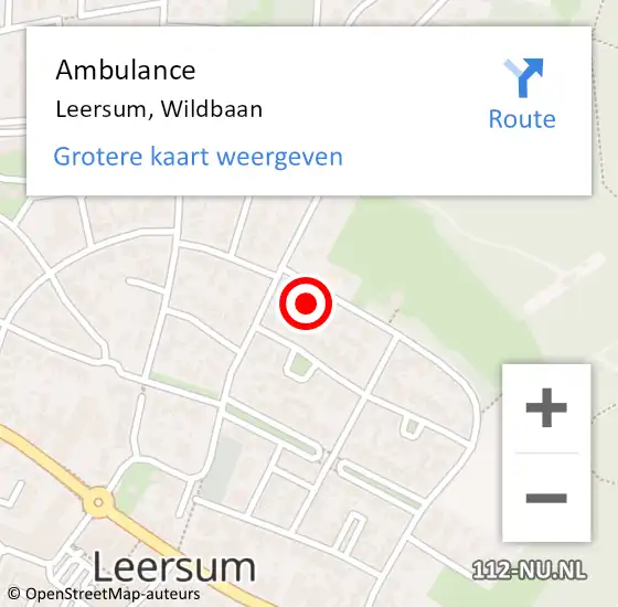 Locatie op kaart van de 112 melding: Ambulance Leersum, Wildbaan op 6 augustus 2018 13:30