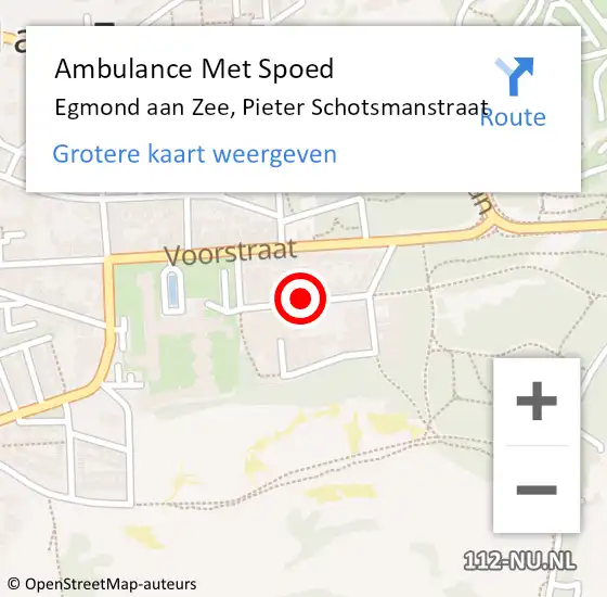 Locatie op kaart van de 112 melding: Ambulance Met Spoed Naar Egmond aan Zee, Pieter Schotsmanstraat op 6 augustus 2018 13:40