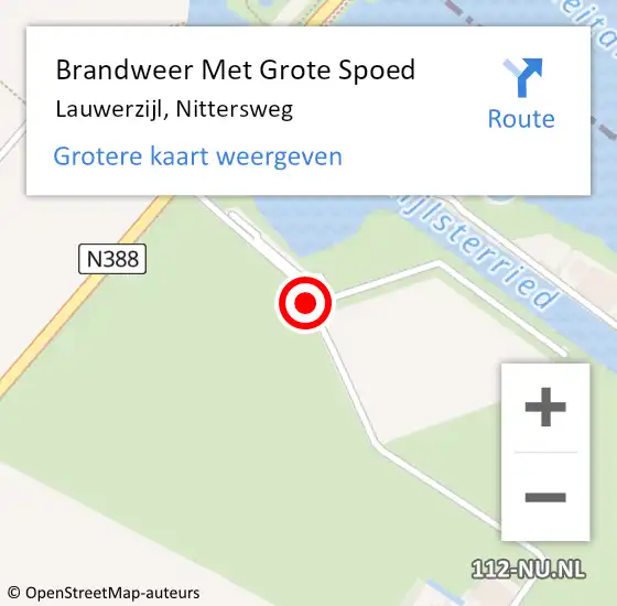 Locatie op kaart van de 112 melding: Brandweer Met Grote Spoed Naar Lauwerzijl, Nittersweg op 6 augustus 2018 13:43