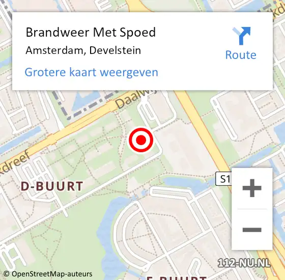 Locatie op kaart van de 112 melding: Brandweer Met Spoed Naar Amsterdam, Develstein op 6 augustus 2018 13:44