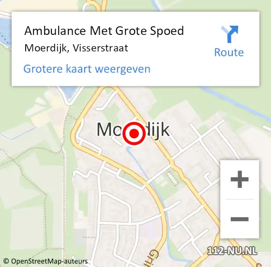 Locatie op kaart van de 112 melding: Ambulance Met Grote Spoed Naar Moerdijk, Visserstraat op 6 augustus 2018 14:00