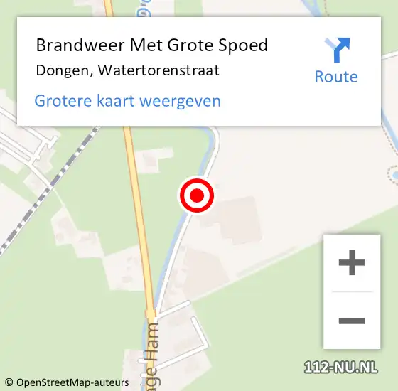 Locatie op kaart van de 112 melding: Brandweer Met Grote Spoed Naar Dongen, Watertorenstraat op 6 augustus 2018 14:03