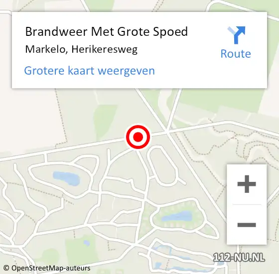 Locatie op kaart van de 112 melding: Brandweer Met Grote Spoed Naar Markelo, Herikeresweg op 6 augustus 2018 14:14