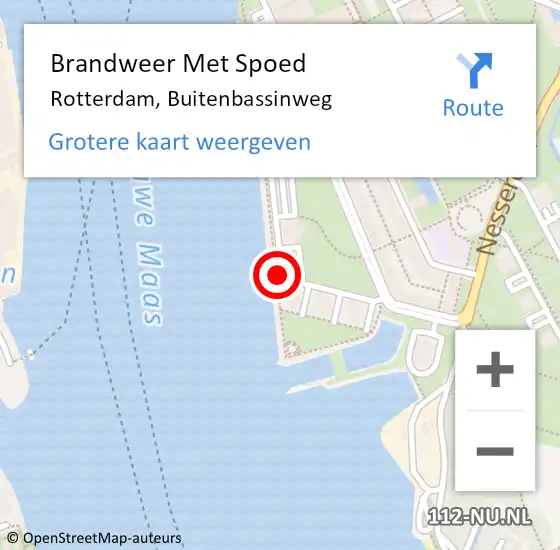 Locatie op kaart van de 112 melding: Brandweer Met Spoed Naar Rotterdam, Buitenbassinweg op 6 augustus 2018 15:10
