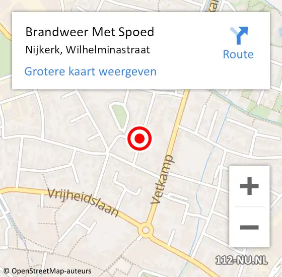 Locatie op kaart van de 112 melding: Brandweer Met Spoed Naar Nijkerk, Wilhelminastraat op 6 augustus 2018 15:18