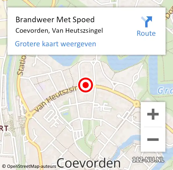 Locatie op kaart van de 112 melding: Brandweer Met Spoed Naar Coevorden, Van Heutszsingel op 6 augustus 2018 15:26