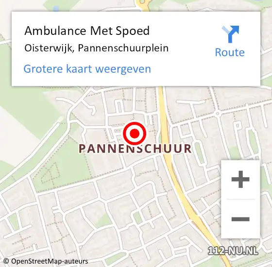 Locatie op kaart van de 112 melding: Ambulance Met Spoed Naar Oisterwijk, Pannenschuurplein op 6 augustus 2018 16:07