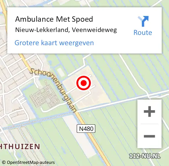 Locatie op kaart van de 112 melding: Ambulance Met Spoed Naar Nieuw-Lekkerland, Veenweideweg op 6 augustus 2018 16:19