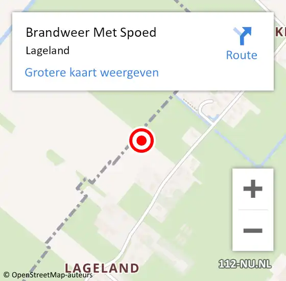 Locatie op kaart van de 112 melding: Brandweer Met Spoed Naar Lageland op 6 augustus 2018 16:31