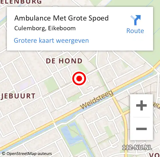 Locatie op kaart van de 112 melding: Ambulance Met Grote Spoed Naar Culemborg, Eikeboom op 6 augustus 2018 16:34