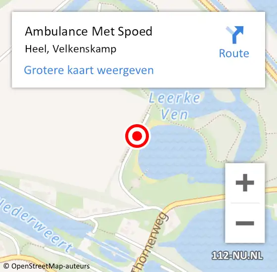 Locatie op kaart van de 112 melding: Ambulance Met Spoed Naar Heel, Velkenskamp op 6 augustus 2018 16:39