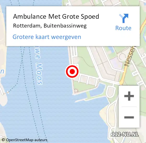 Locatie op kaart van de 112 melding: Ambulance Met Grote Spoed Naar Rotterdam, Buitenbassinweg op 6 augustus 2018 16:45