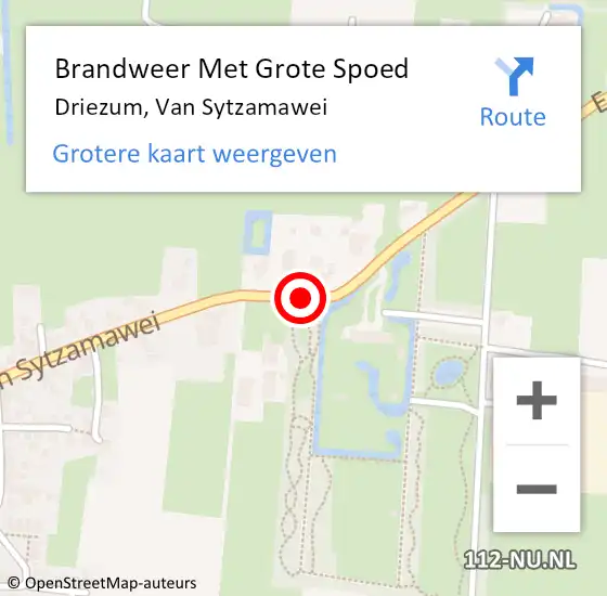 Locatie op kaart van de 112 melding: Brandweer Met Grote Spoed Naar Driezum, Van Sytzamawei op 6 augustus 2018 16:53