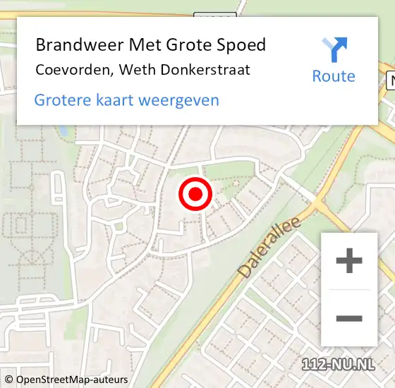 Locatie op kaart van de 112 melding: Brandweer Met Grote Spoed Naar Coevorden, Weth Donkerstraat op 24 september 2013 12:39