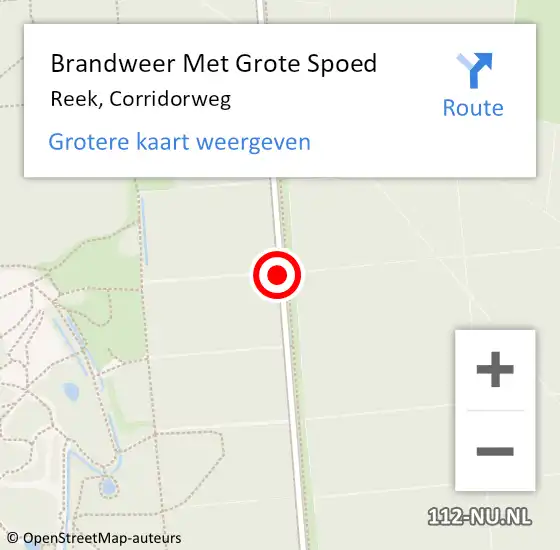 Locatie op kaart van de 112 melding: Brandweer Met Grote Spoed Naar Reek, Corridorweg op 6 augustus 2018 17:13