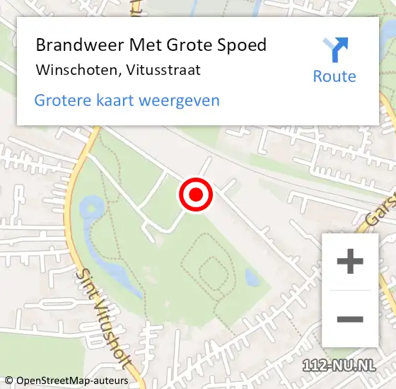 Locatie op kaart van de 112 melding: Brandweer Met Grote Spoed Naar Winschoten, Vitusstraat op 6 augustus 2018 17:19