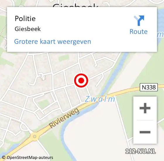 Locatie op kaart van de 112 melding: Politie Giesbeek op 6 augustus 2018 17:20