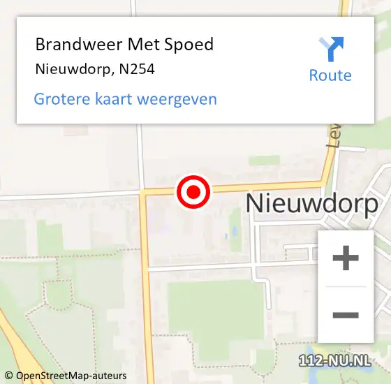 Locatie op kaart van de 112 melding: Brandweer Met Spoed Naar Nieuwdorp, N254 op 6 augustus 2018 18:18