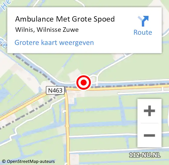 Locatie op kaart van de 112 melding: Ambulance Met Grote Spoed Naar Wilnis, Wilnisse Zuwe op 6 augustus 2018 18:51
