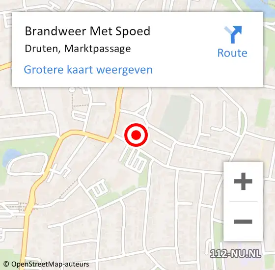 Locatie op kaart van de 112 melding: Brandweer Met Spoed Naar Druten, Marktpassage op 6 augustus 2018 19:03