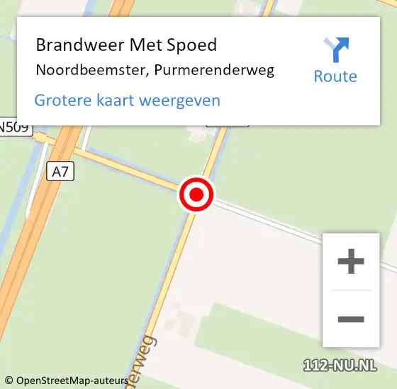 Locatie op kaart van de 112 melding: Brandweer Met Spoed Naar Noordbeemster, Purmerenderweg op 6 augustus 2018 19:08