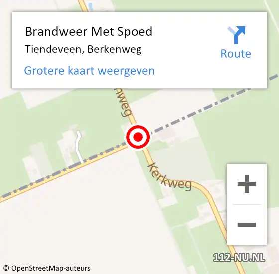 Locatie op kaart van de 112 melding: Brandweer Met Spoed Naar Tiendeveen, Berkenweg op 6 augustus 2018 19:35