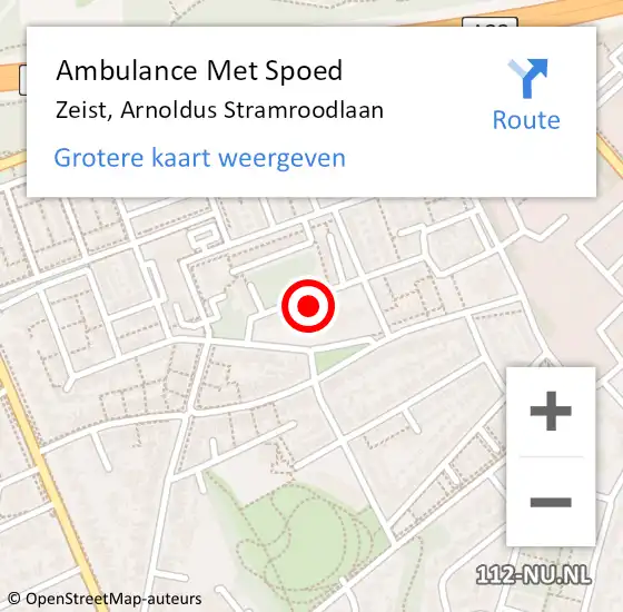Locatie op kaart van de 112 melding: Ambulance Met Spoed Naar Zeist, Arnoldus Stramroodlaan op 6 augustus 2018 20:00