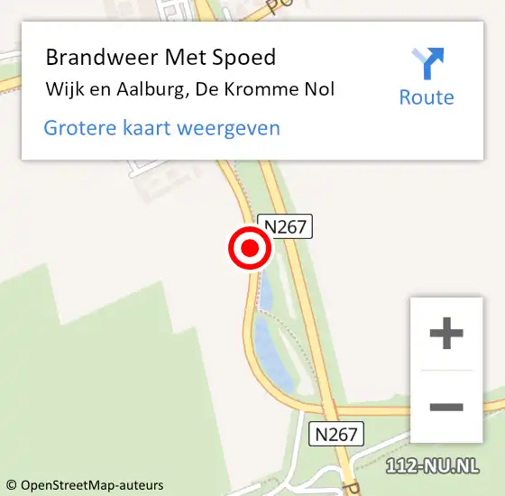 Locatie op kaart van de 112 melding: Brandweer Met Spoed Naar Wijk en Aalburg, De Kromme Nol op 6 augustus 2018 20:12