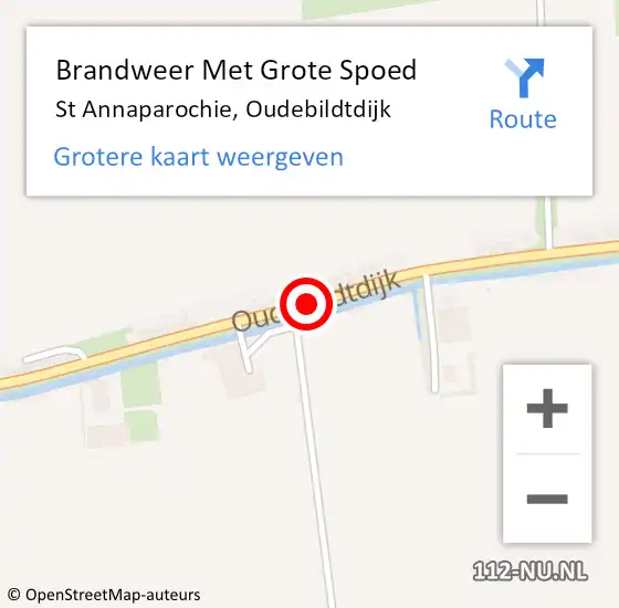 Locatie op kaart van de 112 melding: Brandweer Met Grote Spoed Naar St Annaparochie, Oudebildtdijk op 6 augustus 2018 20:14