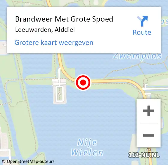 Locatie op kaart van de 112 melding: Brandweer Met Grote Spoed Naar Leeuwarden, Alddiel op 6 augustus 2018 20:23