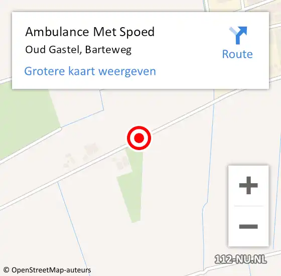 Locatie op kaart van de 112 melding: Ambulance Met Spoed Naar Oud Gastel, Barteweg op 6 augustus 2018 21:20