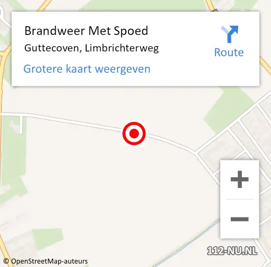 Locatie op kaart van de 112 melding: Brandweer Met Spoed Naar Guttecoven, Limbrichterweg op 6 augustus 2018 22:46