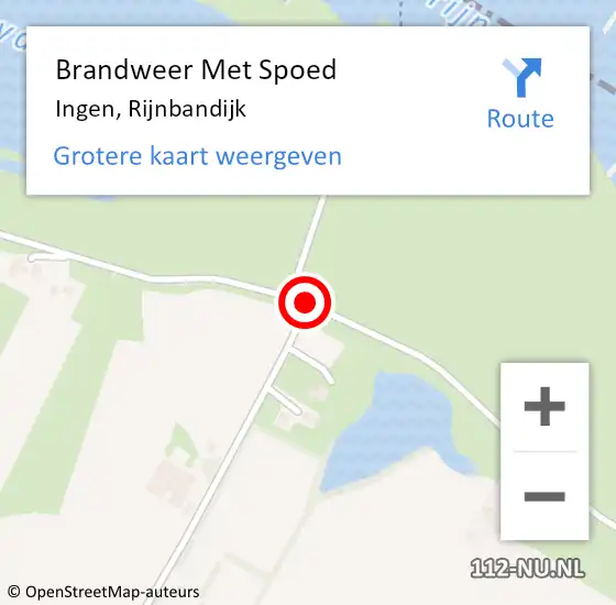 Locatie op kaart van de 112 melding: Brandweer Met Spoed Naar Ingen, Rijnbandijk op 6 augustus 2018 23:45