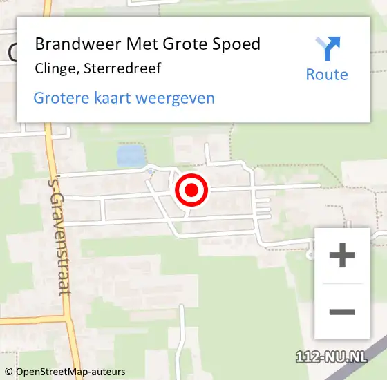 Locatie op kaart van de 112 melding: Brandweer Met Grote Spoed Naar Clinge, Sterredreef op 6 augustus 2018 23:54