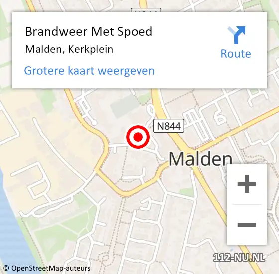 Locatie op kaart van de 112 melding: Brandweer Met Spoed Naar Malden, Kerkplein op 7 augustus 2018 01:07