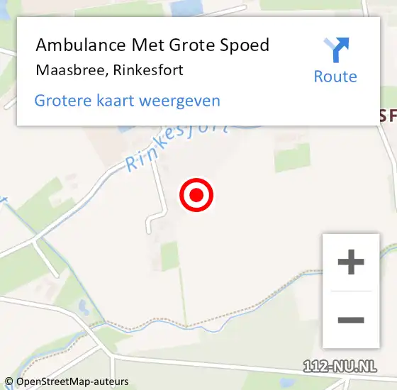 Locatie op kaart van de 112 melding: Ambulance Met Grote Spoed Naar Maasbree, Rinkesfort op 5 maart 2014 11:07