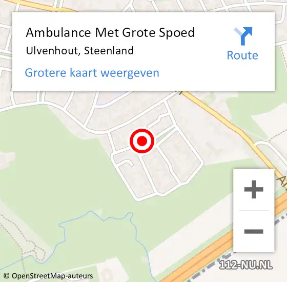 Locatie op kaart van de 112 melding: Ambulance Met Grote Spoed Naar Ulvenhout, Steenland op 7 augustus 2018 01:40