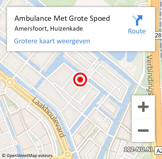 Locatie op kaart van de 112 melding: Ambulance Met Grote Spoed Naar Amersfoort, Huizenkade op 7 augustus 2018 02:08