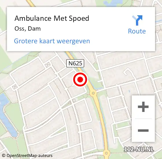 Locatie op kaart van de 112 melding: Ambulance Met Spoed Naar Oss, Dam op 7 augustus 2018 03:00