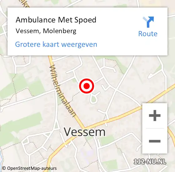 Locatie op kaart van de 112 melding: Ambulance Met Spoed Naar Vessem, Molenberg op 7 augustus 2018 03:16