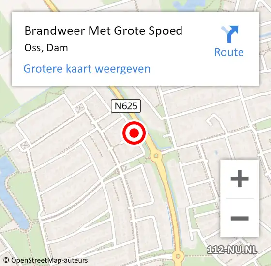 Locatie op kaart van de 112 melding: Brandweer Met Grote Spoed Naar Oss, Dam op 7 augustus 2018 03:34