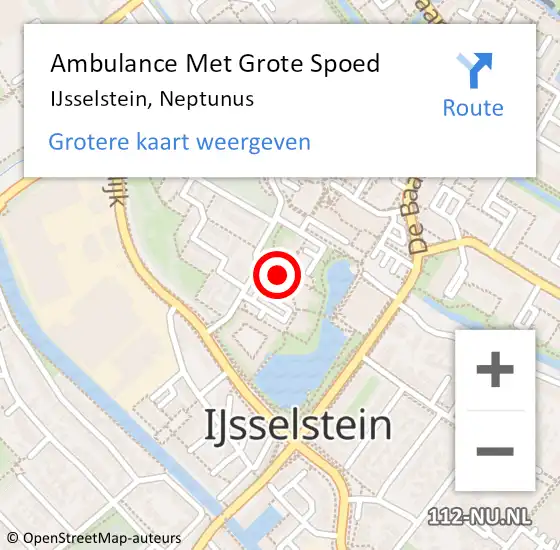 Locatie op kaart van de 112 melding: Ambulance Met Grote Spoed Naar IJsselstein, Neptunus op 7 augustus 2018 04:31