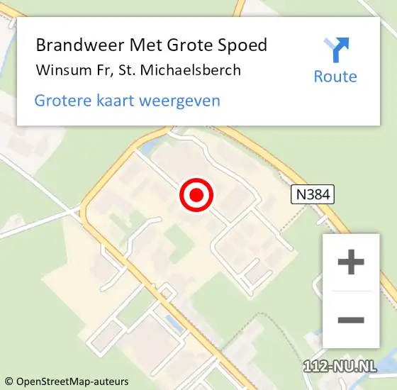 Locatie op kaart van de 112 melding: Brandweer Met Grote Spoed Naar Winsum Fr, St. Michaelsberch op 7 augustus 2018 04:34