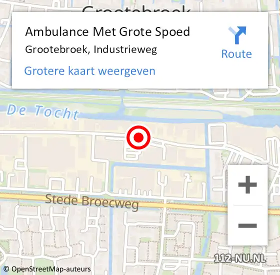 Locatie op kaart van de 112 melding: Ambulance Met Grote Spoed Naar Grootebroek, Industrieweg op 7 augustus 2018 05:47