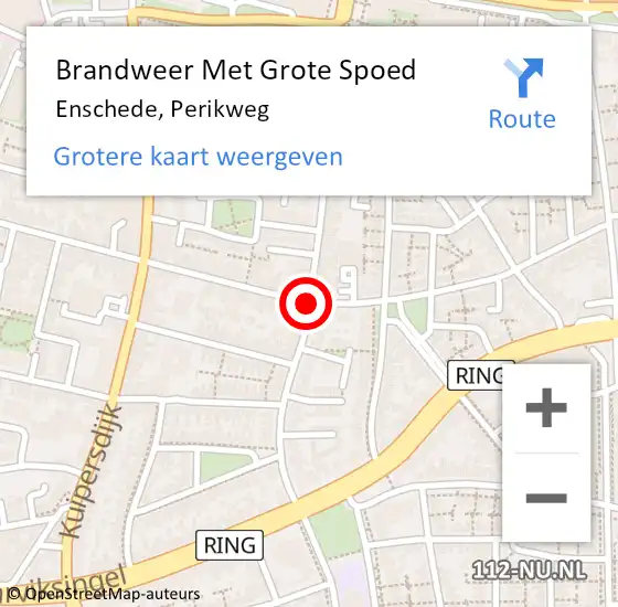 Locatie op kaart van de 112 melding: Brandweer Met Grote Spoed Naar Enschede, Perikweg op 7 augustus 2018 05:51