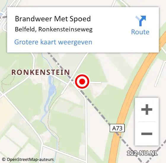 Locatie op kaart van de 112 melding: Brandweer Met Spoed Naar Belfeld, Ronkensteinseweg op 7 augustus 2018 06:44