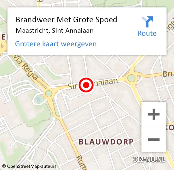 Locatie op kaart van de 112 melding: Brandweer Met Grote Spoed Naar Maastricht, Sint Annalaan op 7 augustus 2018 07:38