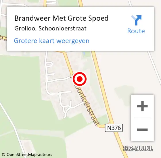 Locatie op kaart van de 112 melding: Brandweer Met Grote Spoed Naar Grolloo, Schoonloerstraat op 7 augustus 2018 07:54