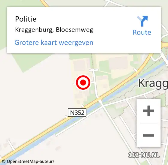 Locatie op kaart van de 112 melding: Politie Kraggenburg, Bloesemweg op 7 augustus 2018 08:22