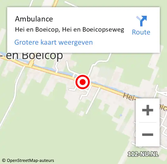 Locatie op kaart van de 112 melding: Ambulance Hei en Boeicop, Hei en Boeicopseweg op 7 augustus 2018 09:22